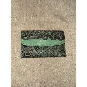 Turquoise Embossed Leather Wallet